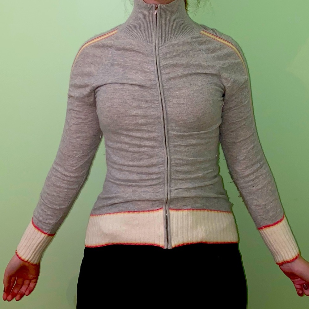 Free People Y2K Cashmere Turtleneck Striped Zip Up - Picture 2 of 5